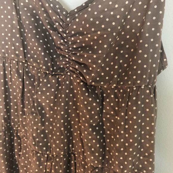 H&M Tiered Olive Brown White polkadot Dress - Picture 3 of 6